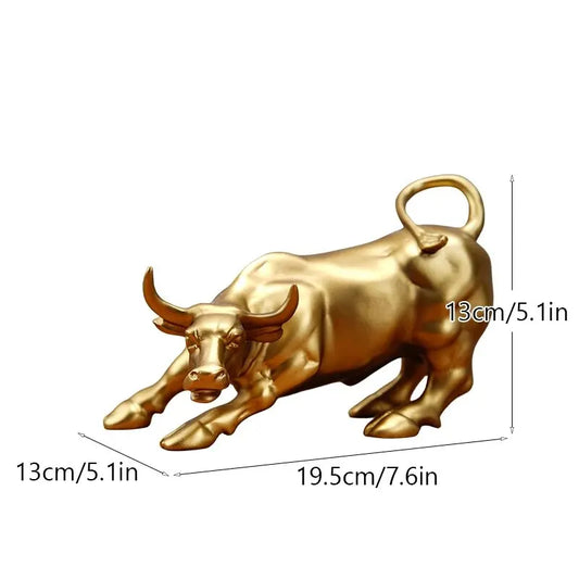 NORTHEUINS Wall Street Bull Market Resin Ornament – Feng Shui Wealth Figurine for Office & Desktop Decor