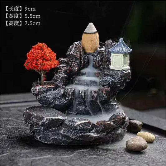 Mountain River Waterfall Backflow Incense Burner – Zen Aroma Censer for Home Fragrance & Decoration